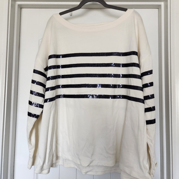 J. Crew Tops - Plus-size J. Crew Black Sequin Boatneck Shirt